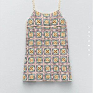 Purple Zara Granny Square Crochet Mini Dress
